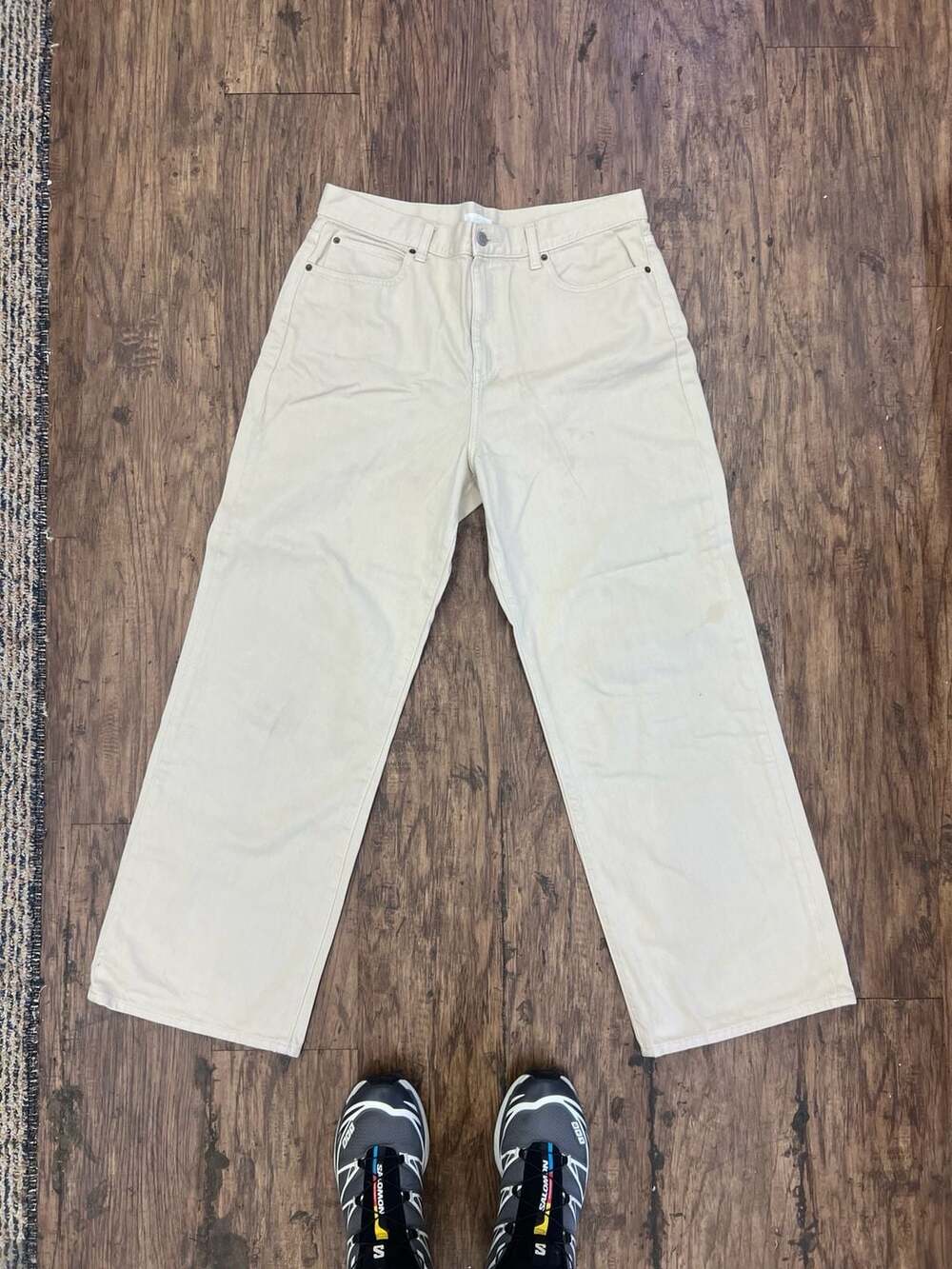UNIQLO Jeans Cream High Rise Wide Leg Denim Pants
